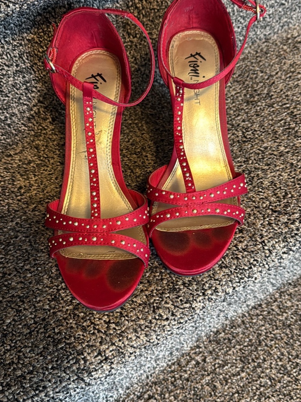 Xhilaration Red T-Strap Rhinestone Dress Heels